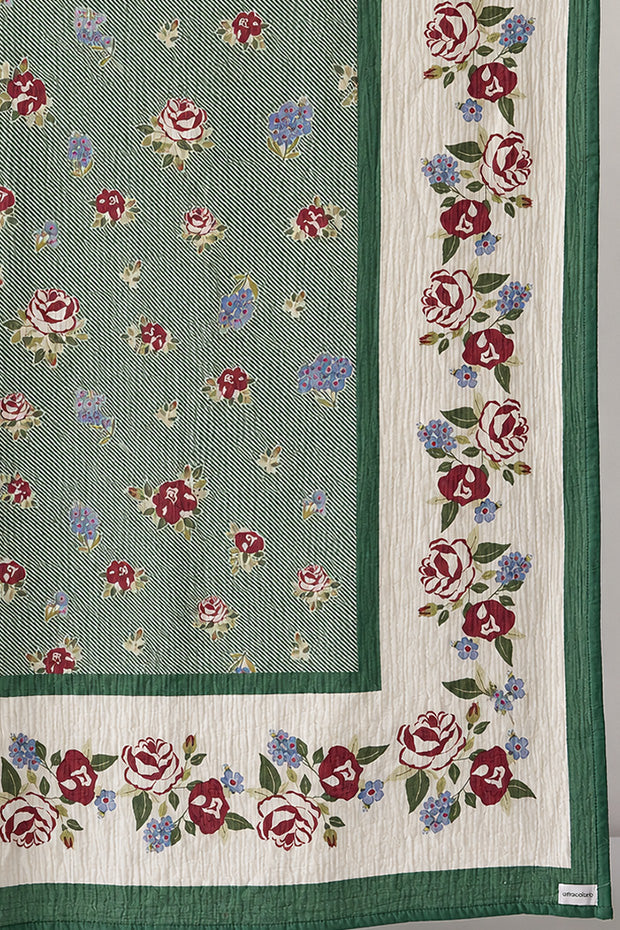 Stripe And Rose Organik Pamuk 4 Katlı Müslin Yatak Örtüsü