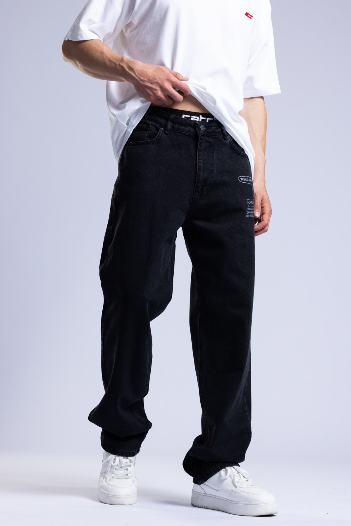 Catch-Baskılı Baggy Jean Pantolon-Pantolon-3-Milagron.com