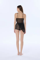 Valnue Lingerie-Vivian Siyah Dantel Asimetrik Askılı Pijama-Pijama Takımı-6-Milagron.com