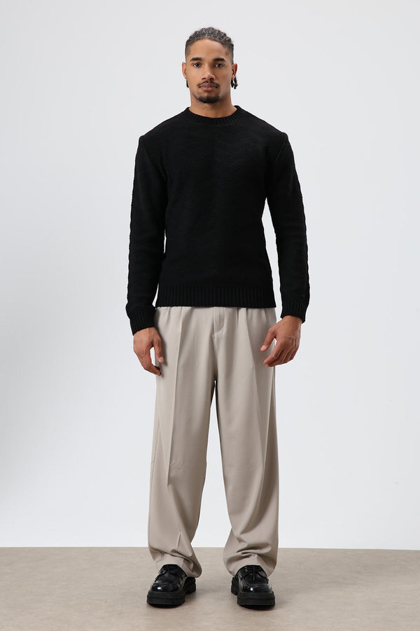 Baggy Fit Kumaş Pantolon - Taş