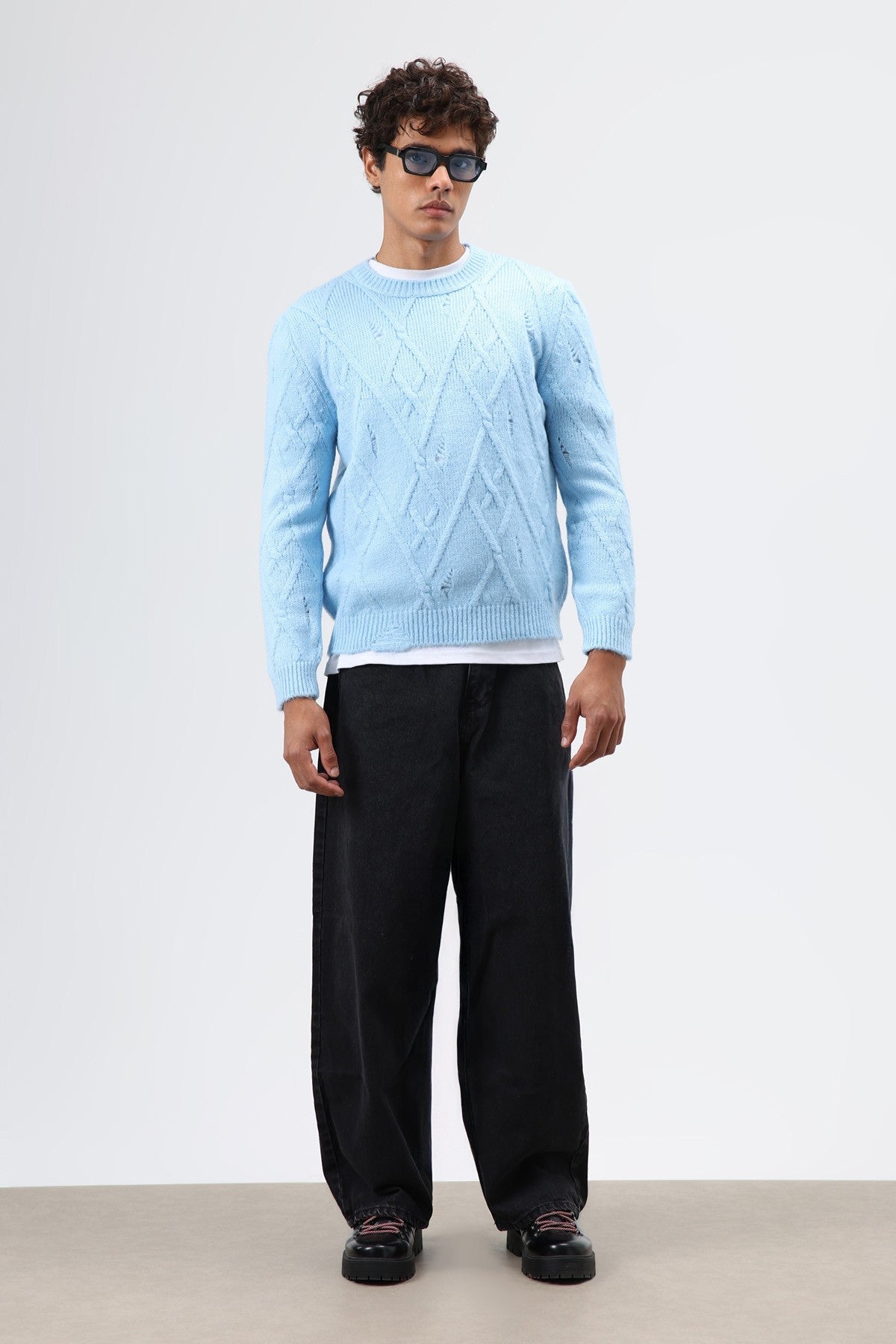 Oversize Desenli Triko Kazak