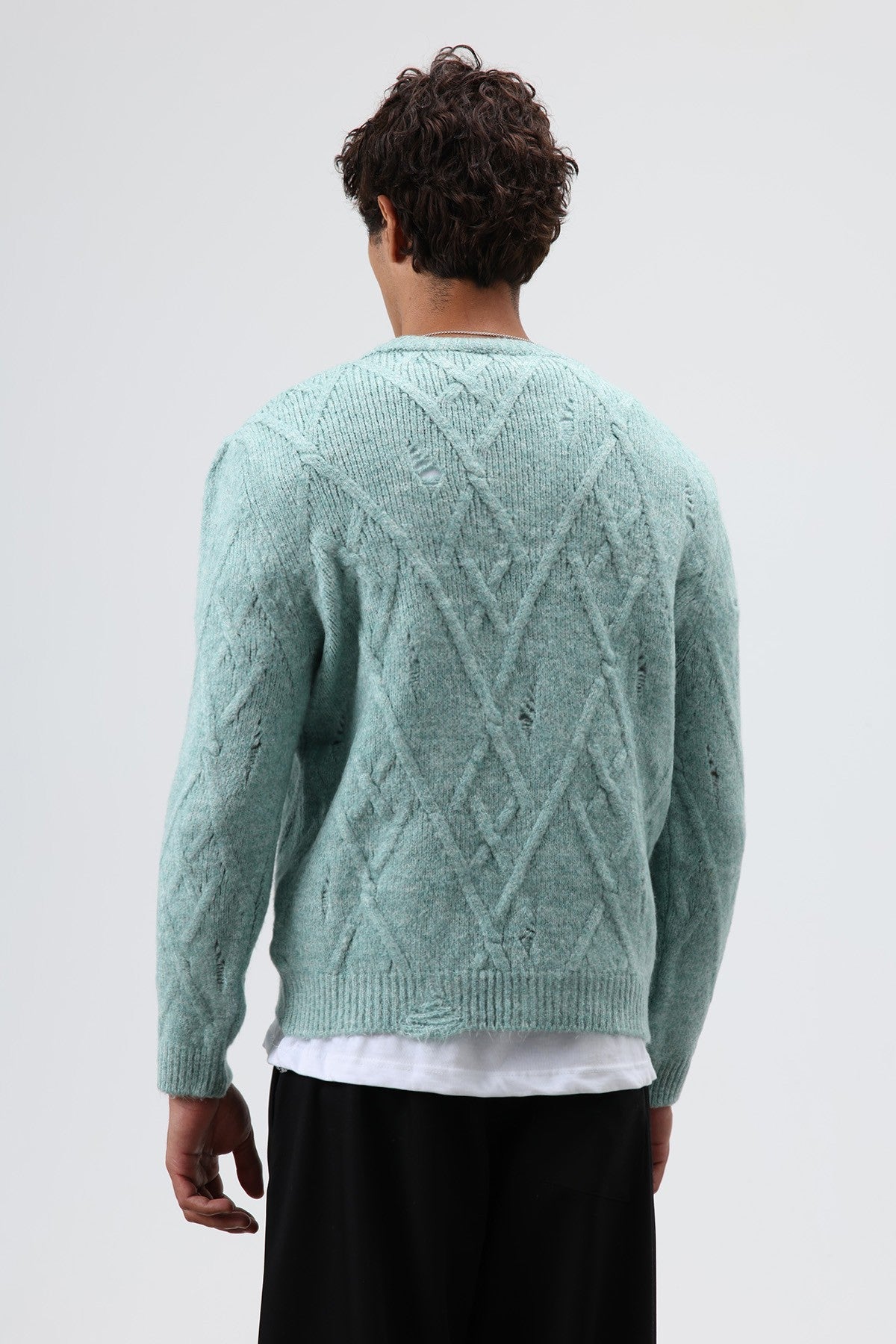 Oversize Desenli Triko Kazak