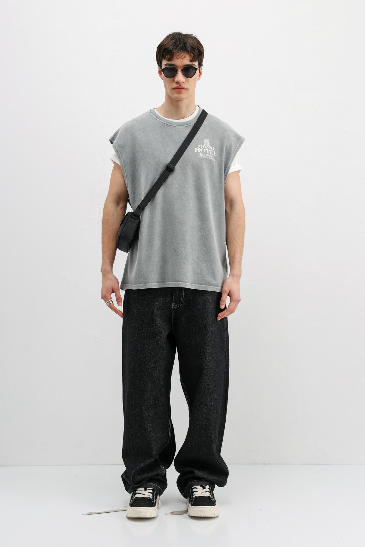 Baskılı Kolsuz Oversize Tişört