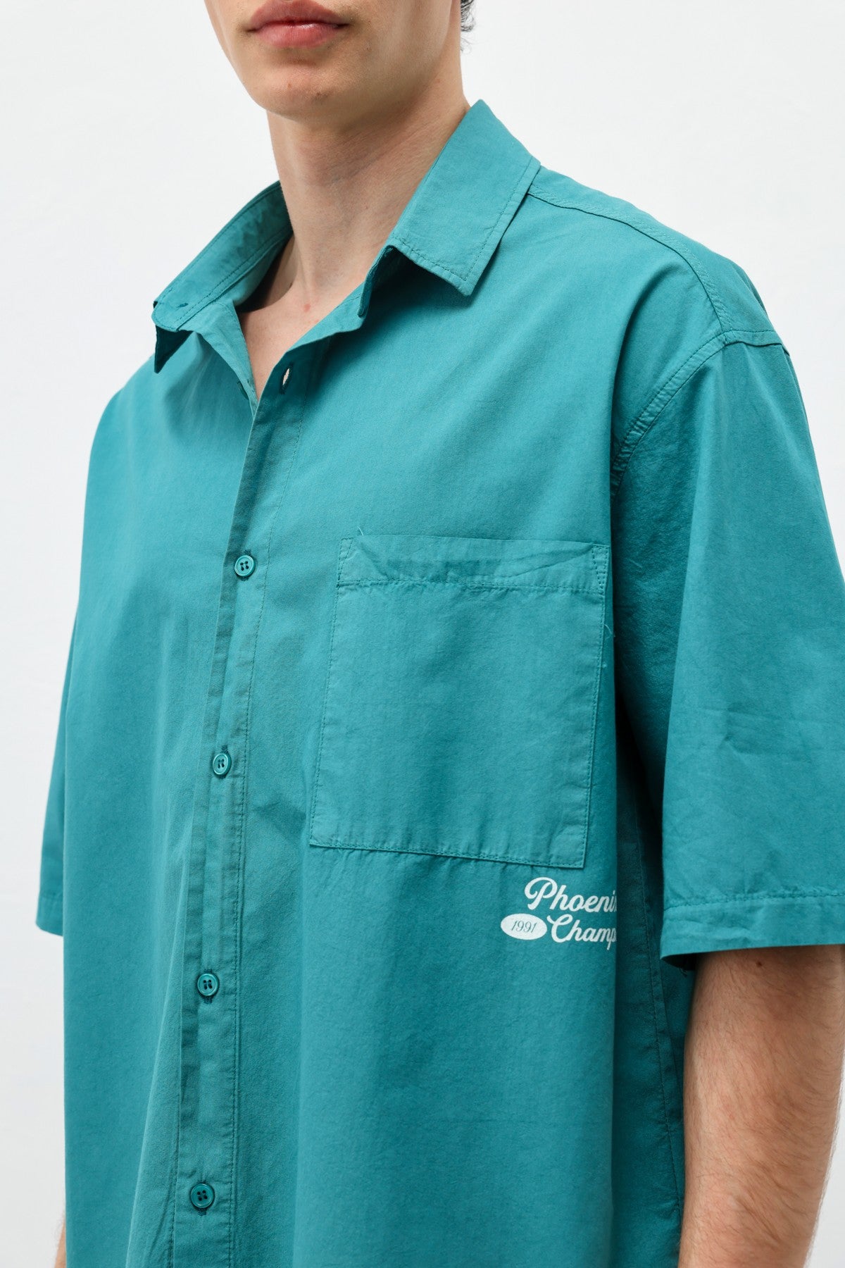 Baskılı Oversize Keten Gömlek
