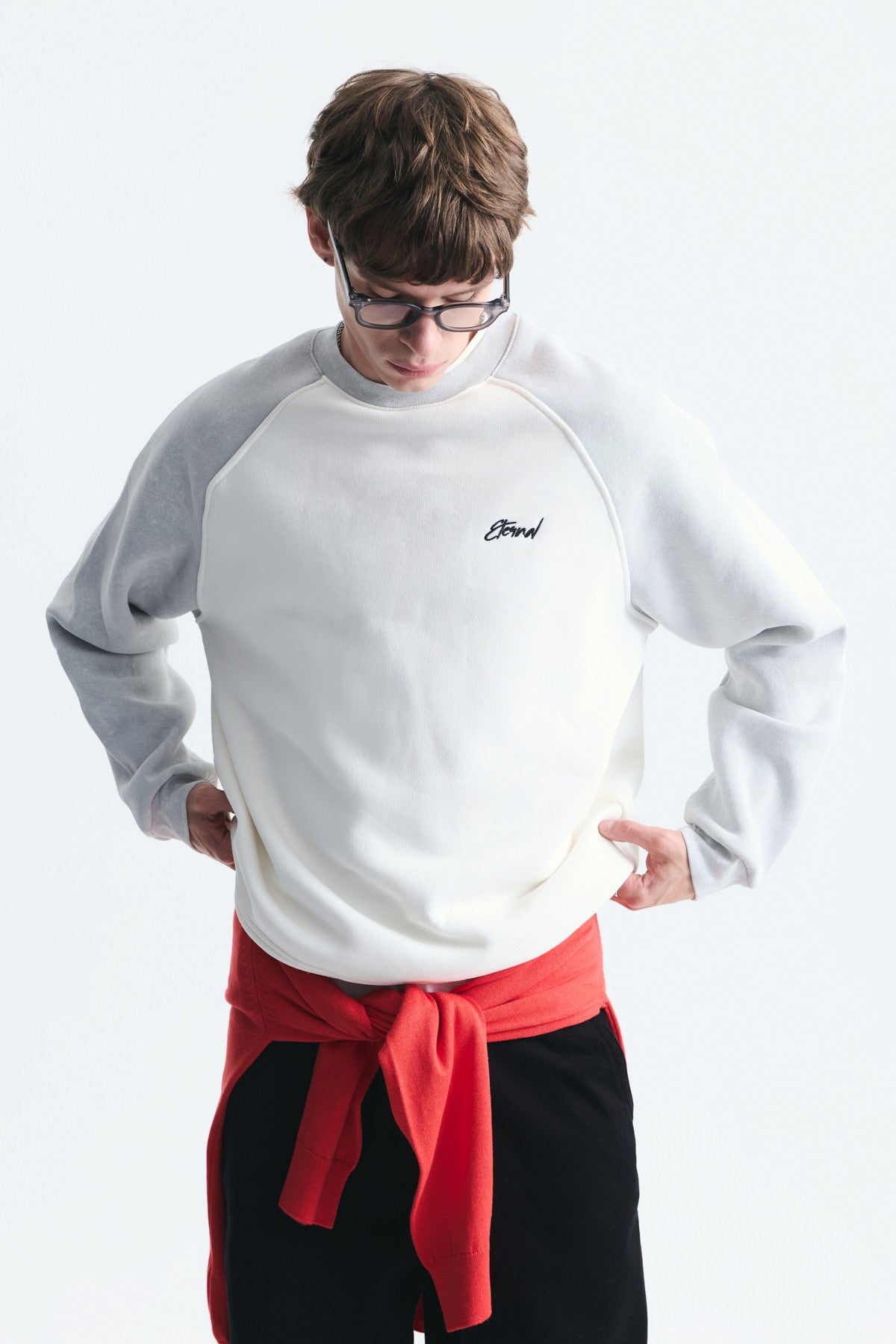 Blok Renkli Bisiklet Yaka Sweatshirt