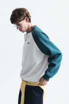 Blok Renkli Bisiklet Yaka Sweatshirt