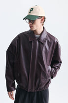 Loose Fit Polo Yaka Suni Deri Mont