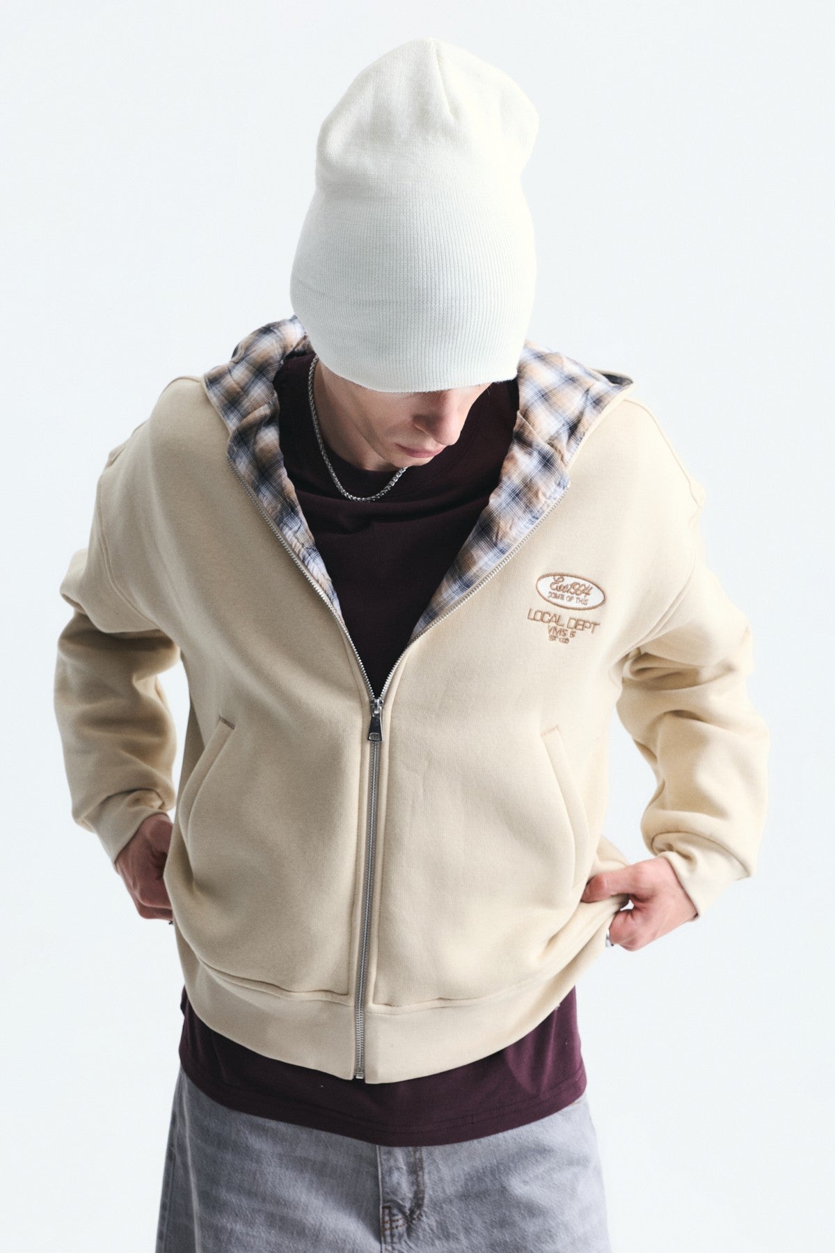 Boxy Fit Fermuarlı Kapüşonlu Sweatshirt