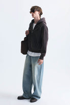 Boxy Fit Fermuarlı Kapüşonlu Sweatshirt