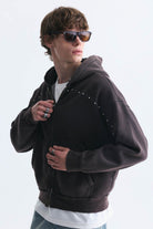 Boxy Fit Fermuarlı Kapüşonlu Sweatshirt