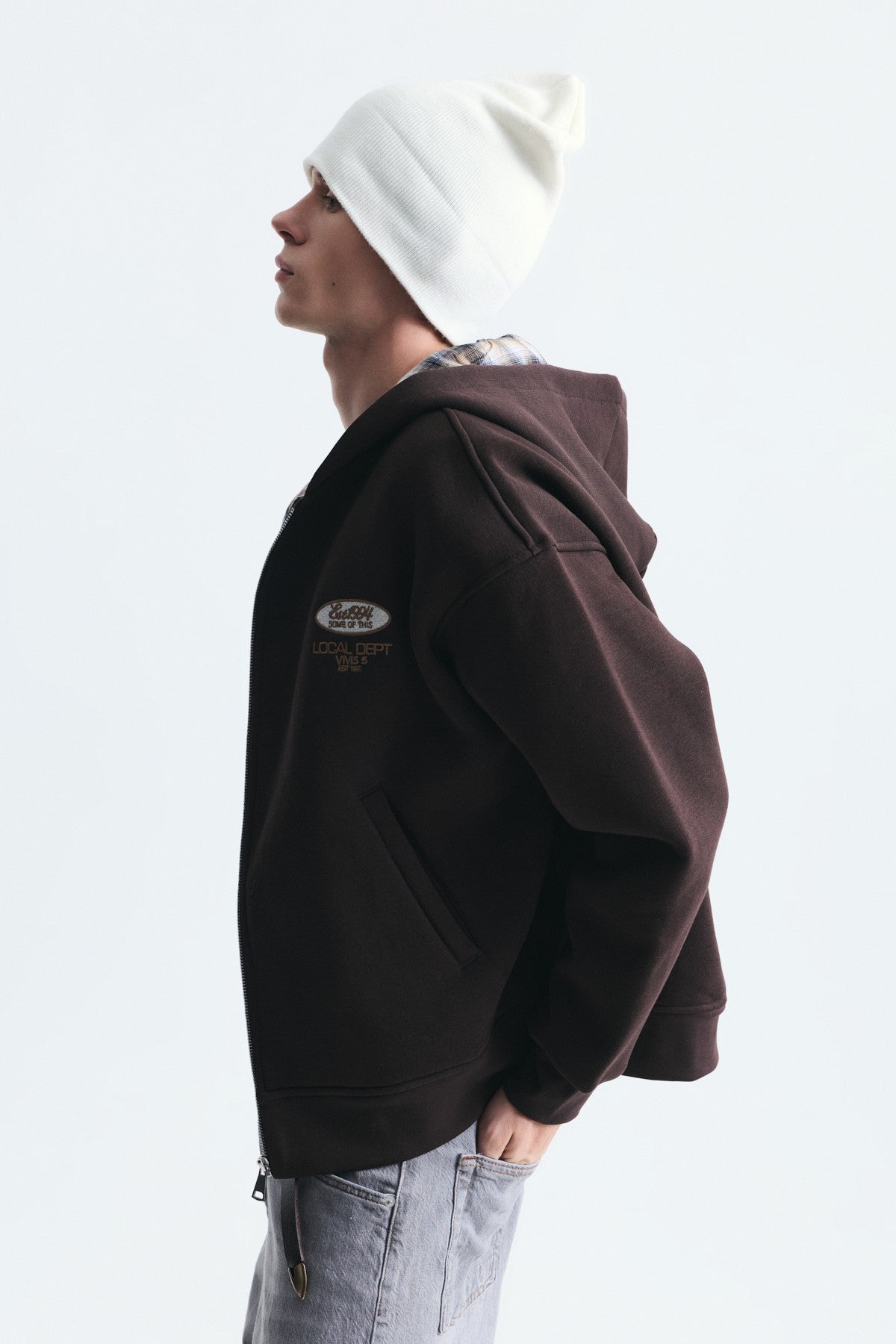 Boxy Fit Fermuarlı Kapüşonlu Sweatshirt