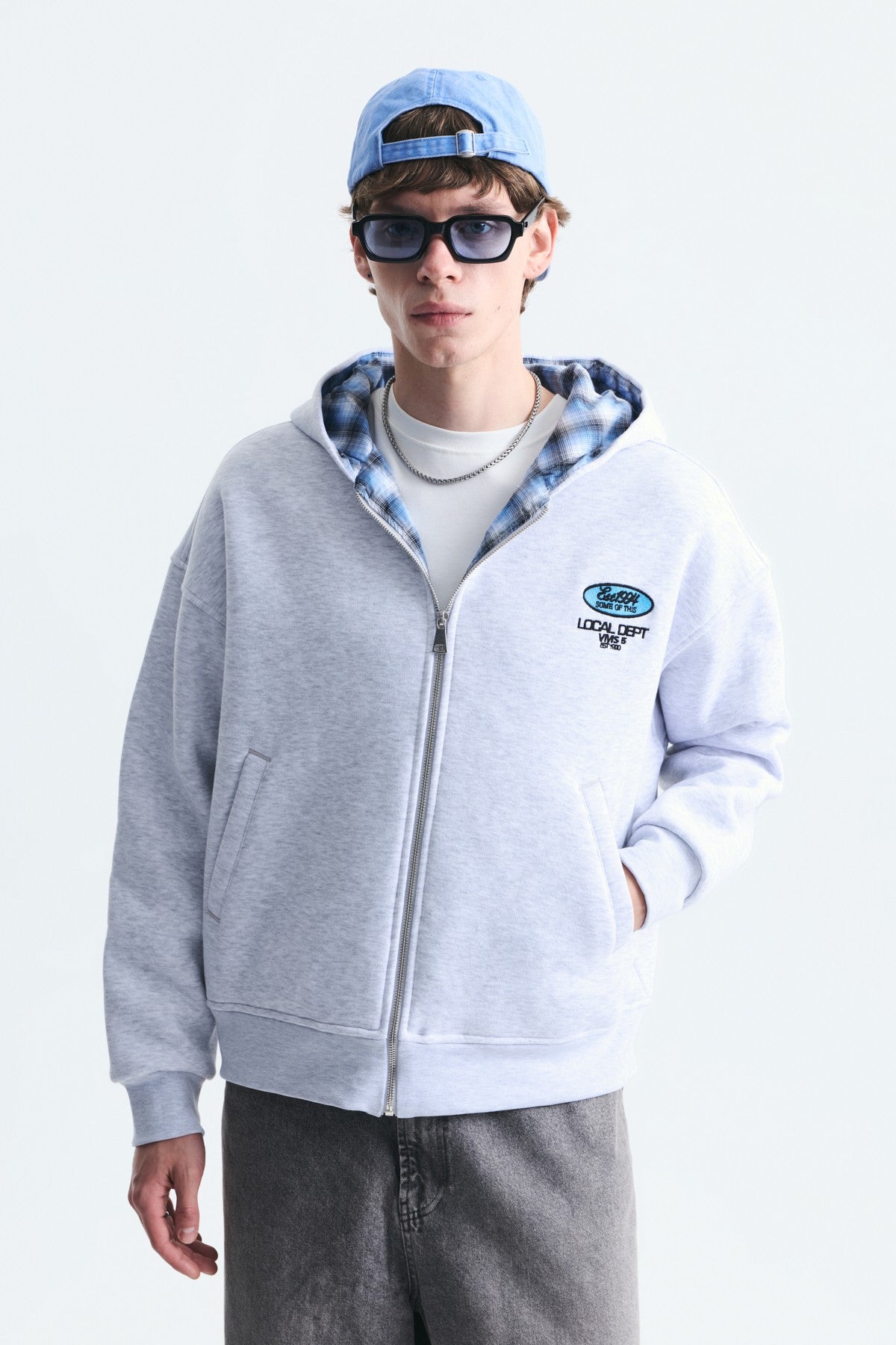 Boxy Fit Fermuarlı Kapüşonlu Sweatshirt