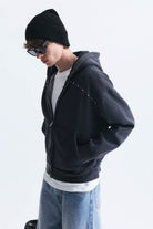 Boxy Fit Fermuarlı Kapüşonlu Sweatshirt