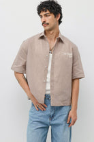 Nakışlı Çizgili Boxy Fit Gömlek