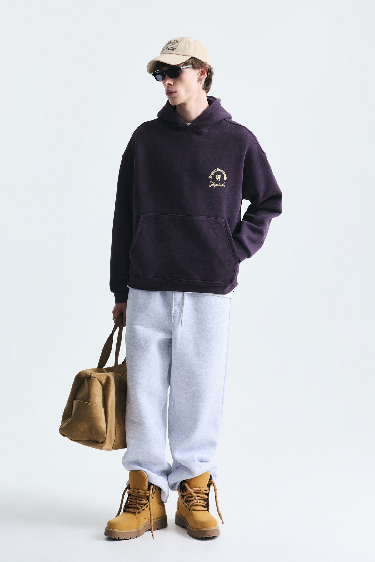 Boxy Fit Yazılı Kapüşonlu Sweatshirt