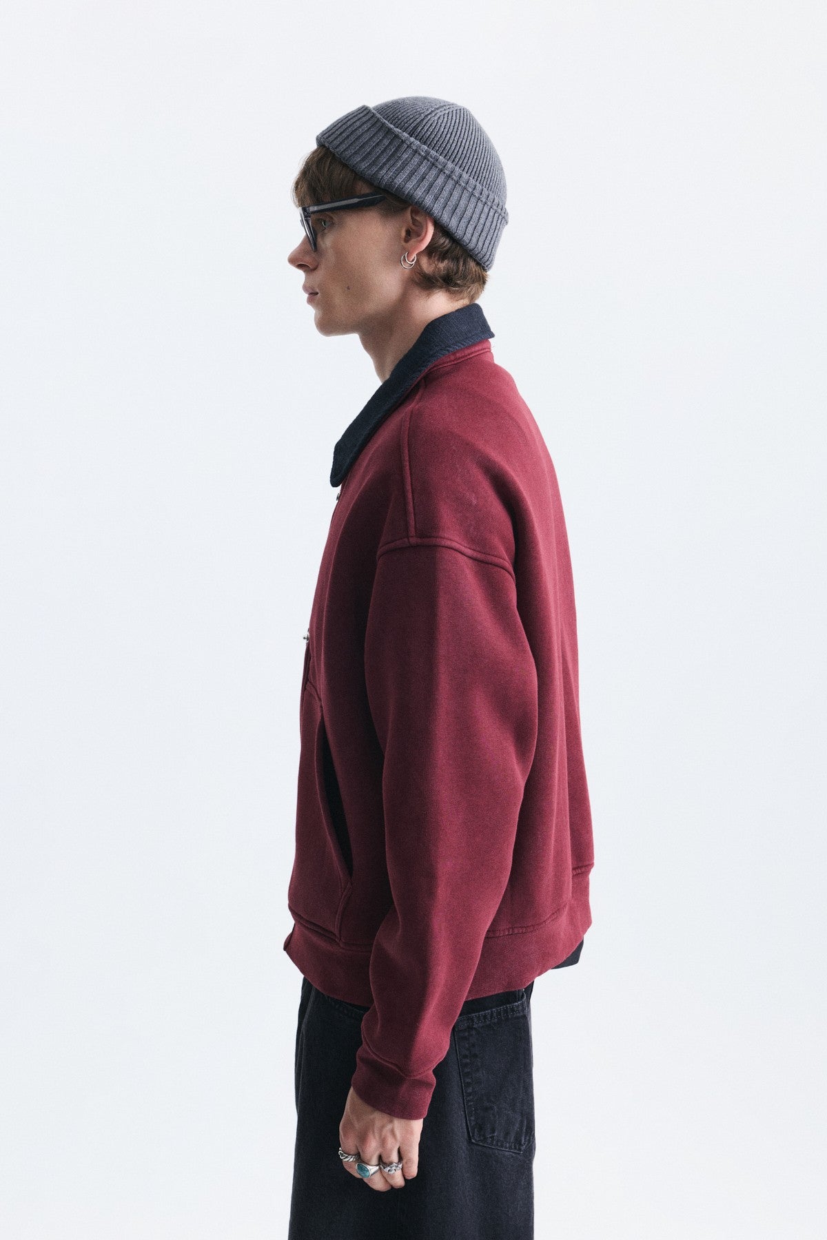 Metal Süslü Düğme Kapama Sweatshirt