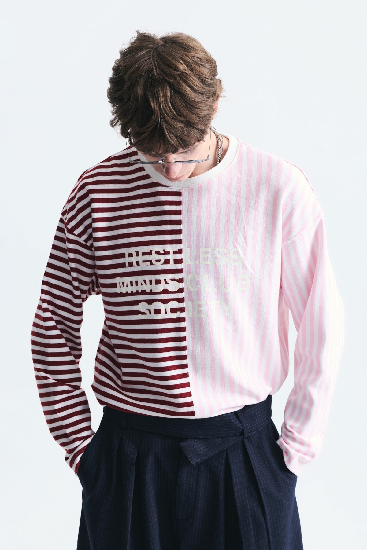 Çift Renk Çizgili Sweatshirt