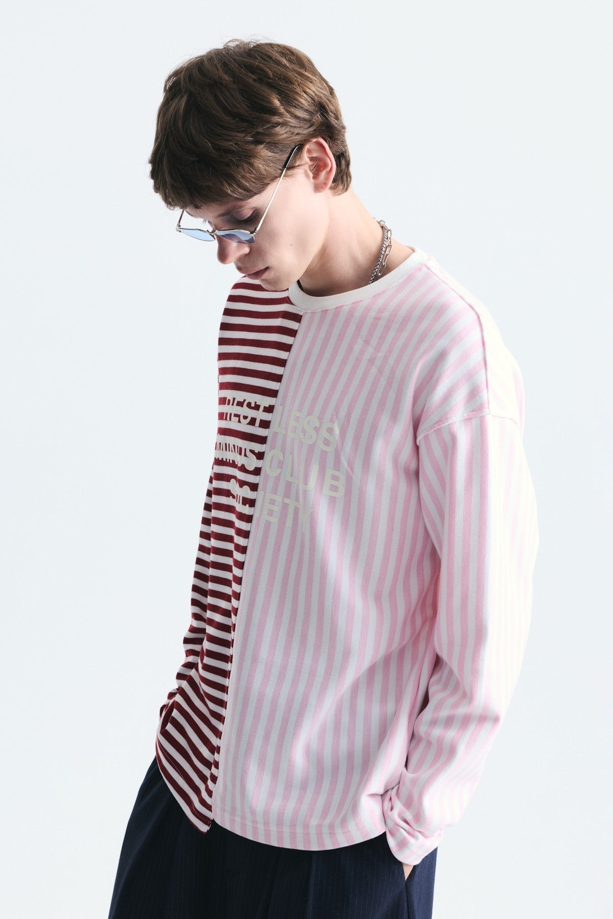 Çift Renk Çizgili Sweatshirt