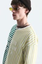 Çift Renk Çizgili Sweatshirt