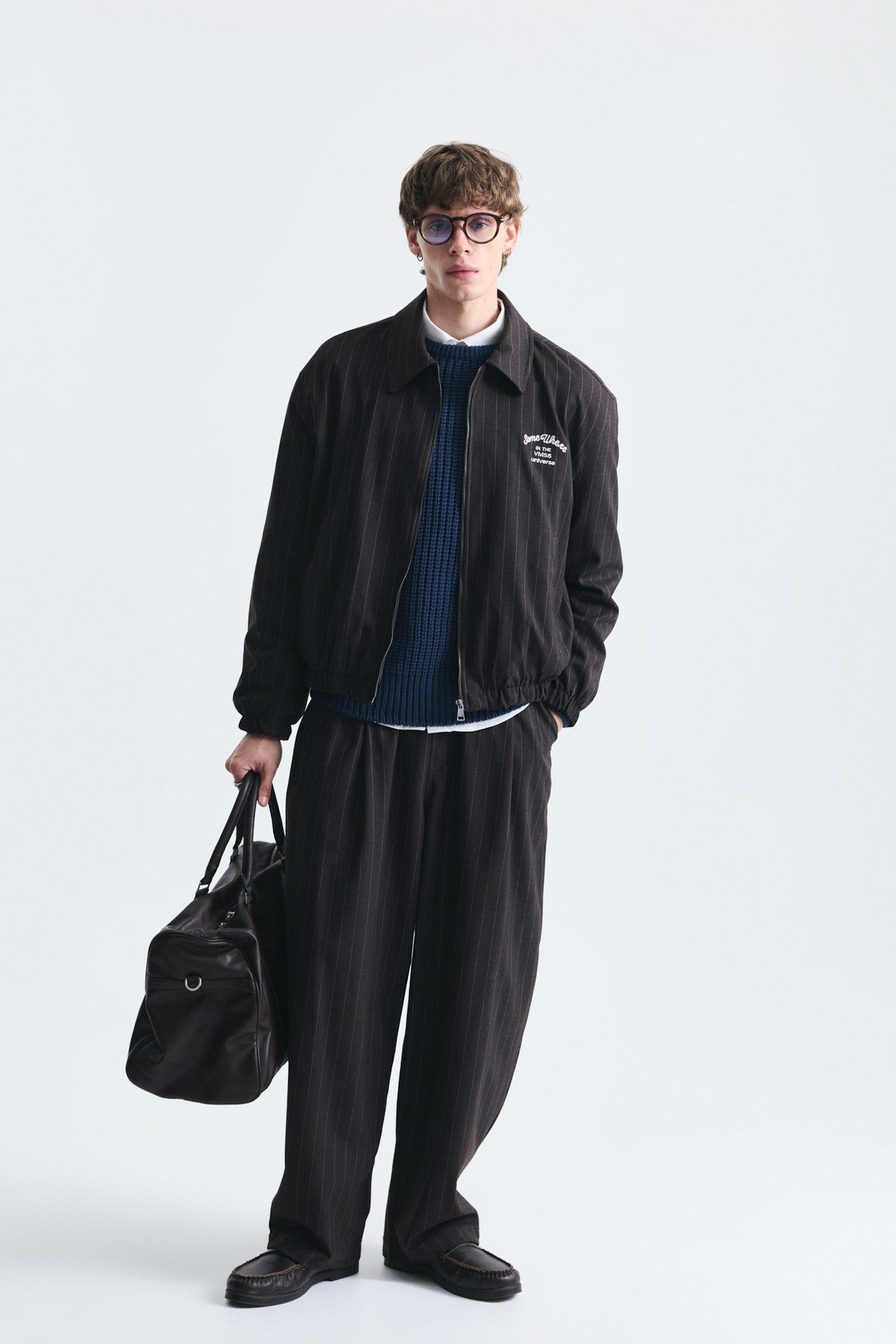 Oversize Çizgili Ceket Takım