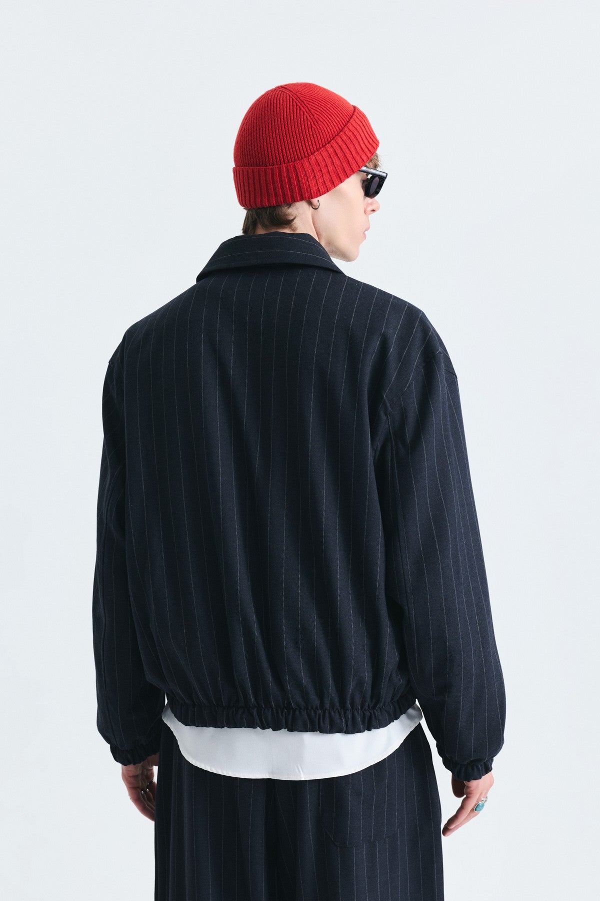 Oversize Çizgili Ceket Takım