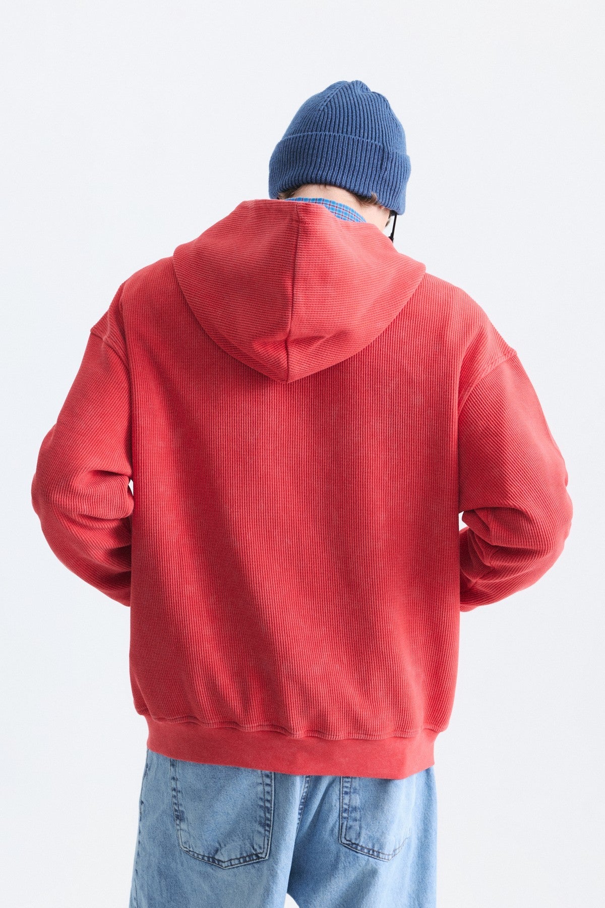 Dokulu Fermuarlı Kapüşonlu Sweatshirt