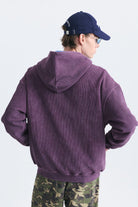 Dokulu Fermuarlı Kapüşonlu Sweatshirt