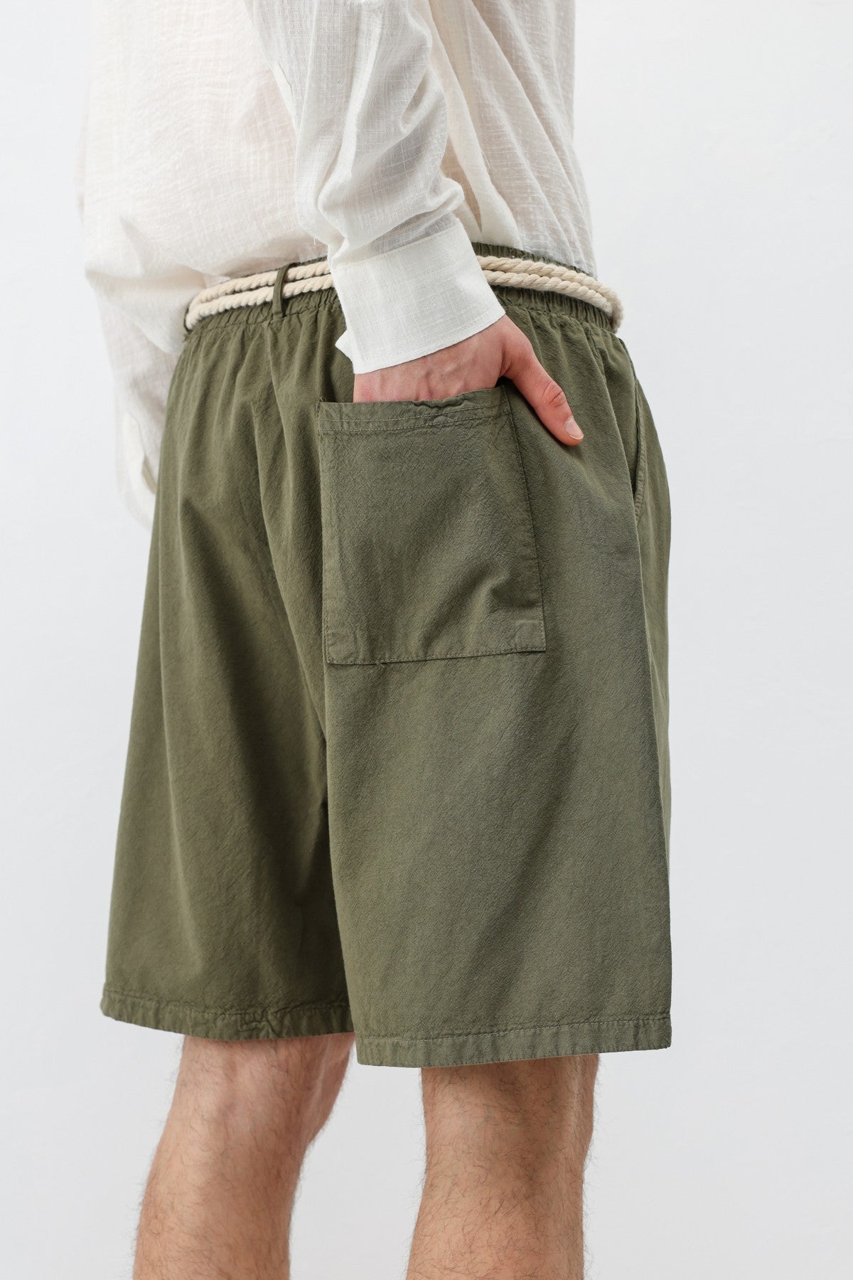 Kemerli Oversize Keten Şort