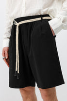 Kemerli Oversize Keten Şort