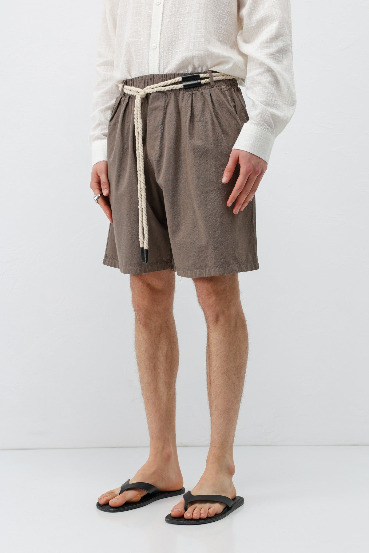Kemerli Oversize Keten Şort