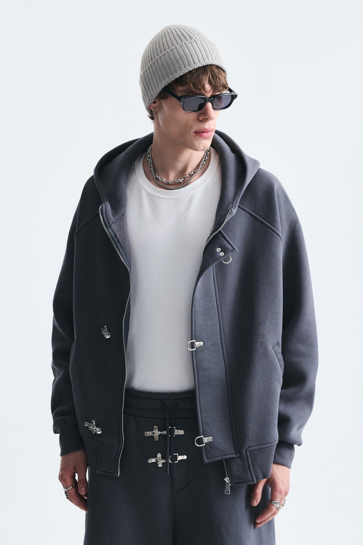 Oversize Klips Kapama Sweatshirt Takım