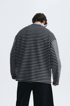 Kontrast Yaka Çizgili Sweatshirt
