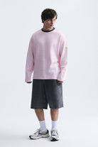 Kontrast Yaka Çizgili Sweatshirt