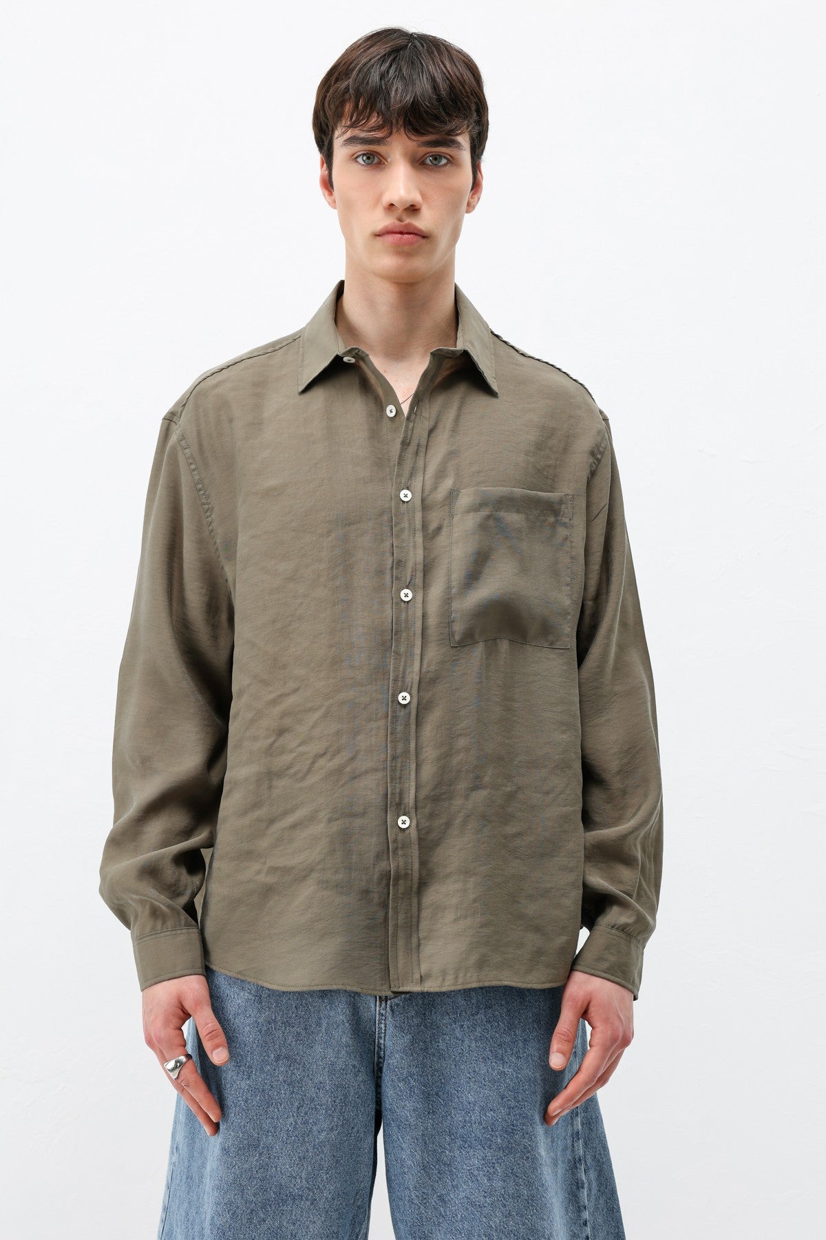 Modal Kumaş Cepli Oversize Gömlek