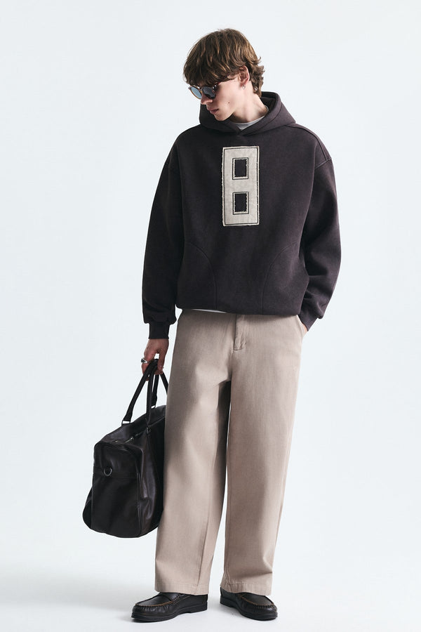Numara Baskılı Oversize Sweatshirt, Kahverengi