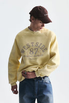 Oversize Baskılı Bisiklet Yaka Sweatshirt