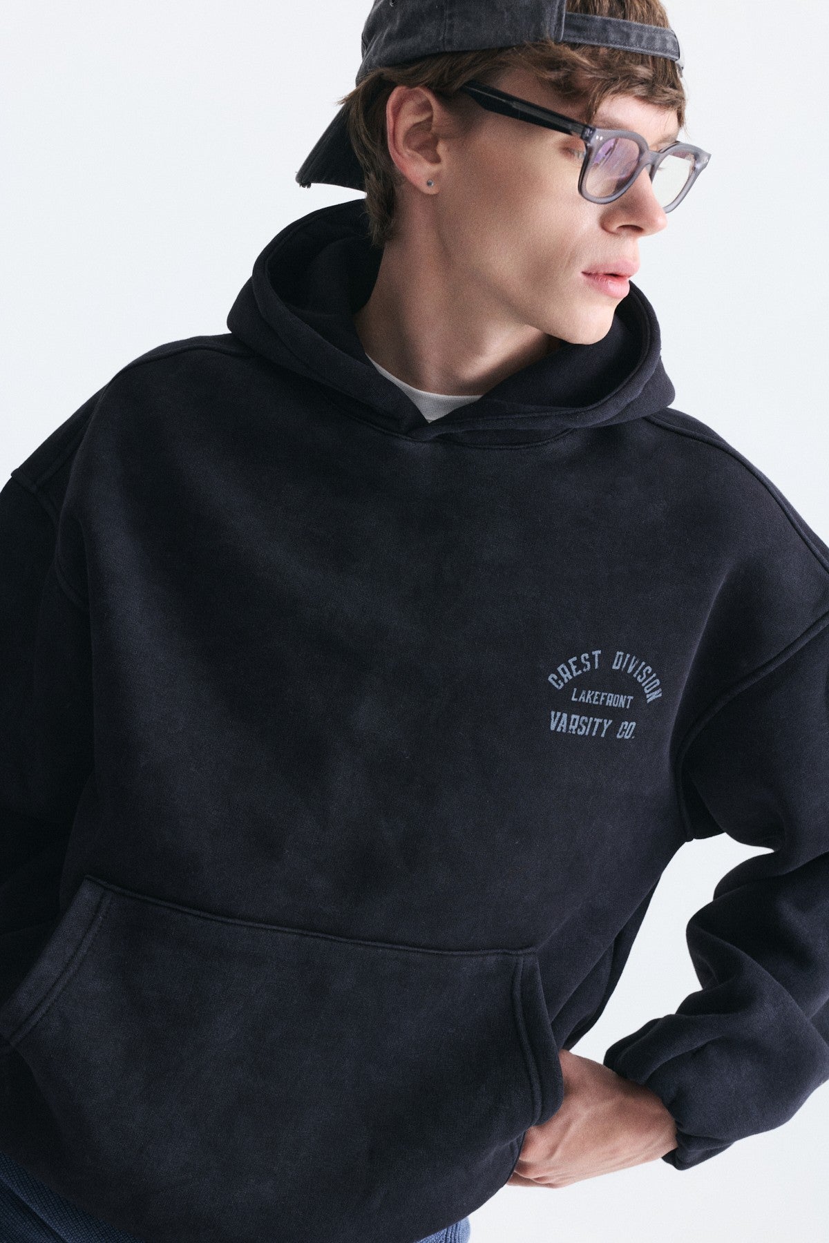 Oversize Baskılı Kapüşonlu Sweatshirt