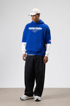 Oversize Baskılı Kapüşonlu Sweatshirt Saks