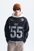 Oversize Baskılı Kapüşonlu Sweatshirt