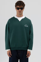 Oversize Bisiklet Yaka Baskılı Sweatshirt