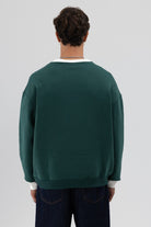 Oversize Bisiklet Yaka Baskılı Sweatshirt
