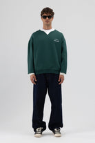 Oversize Bisiklet Yaka Baskılı Sweatshirt