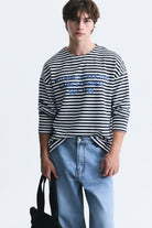 Oversize Çizgili Sweatshirt