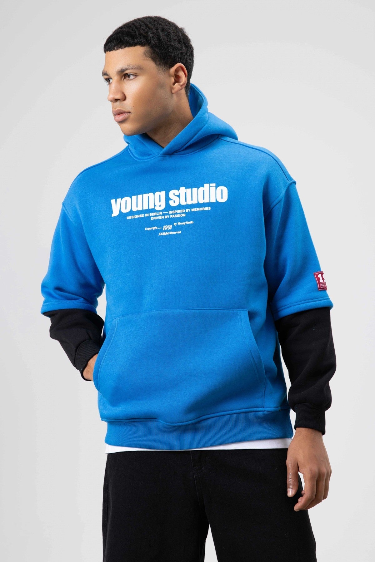 Oversize Baskılı Kapüşonlu Sweatshirt