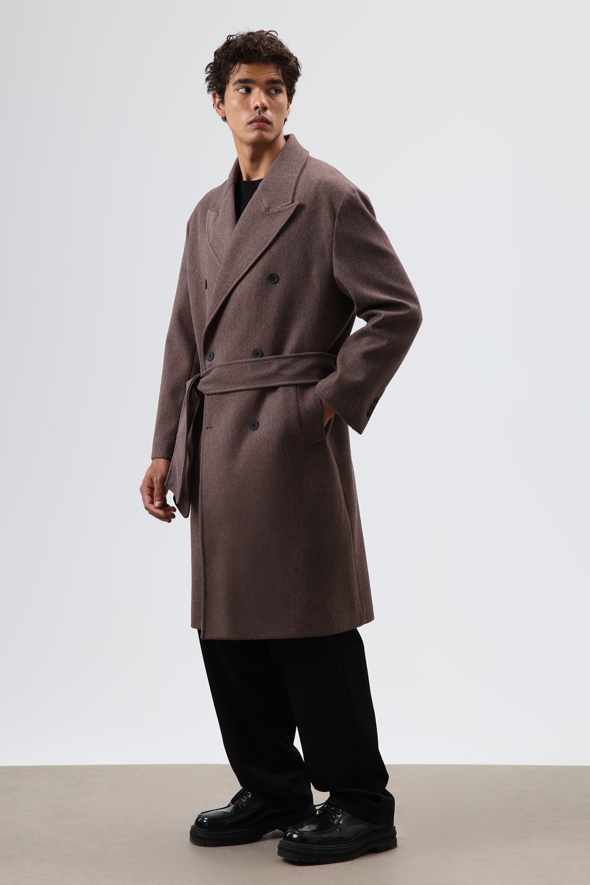 Oversize Kruvaze Kaşe Kaban