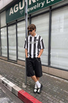 Oversize Polo Yaka Forma Tişört - Siyah - 6