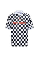 Oversize Polo Yaka Forma Tişört - Siyah ve Beyaz - 0