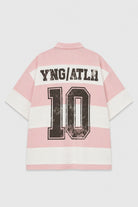 Oversize Rugby Yaka Çizgili Tişört