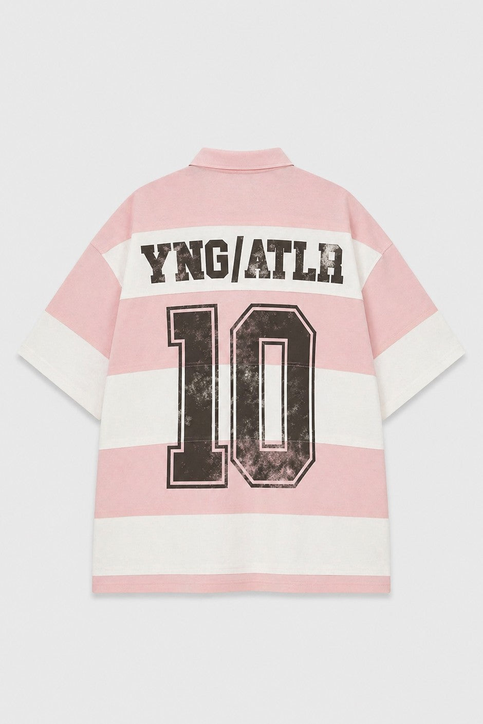 Oversize Rugby Yaka Çizgili Tişört