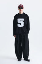 Oversize Rakam Baskılı Sweatshirt
